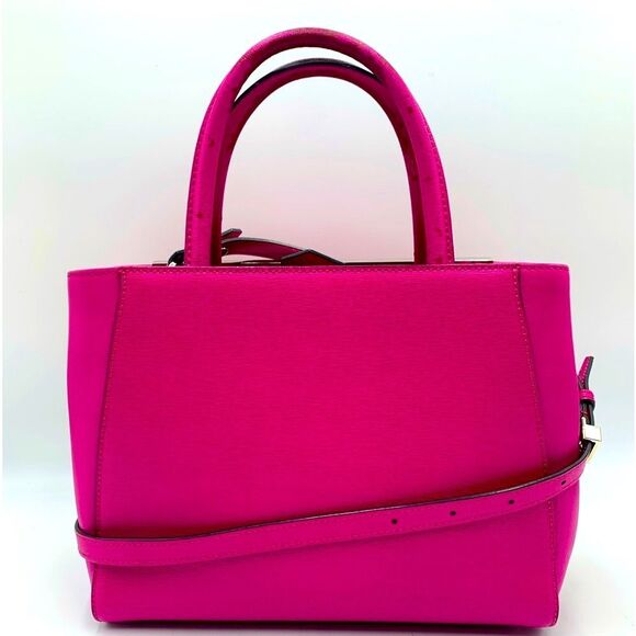 Auth Fendi Fuchsia 2Jours Elite Petit 2way Leather Tote Bag Crossbody Preloved - Picture 14 of 16